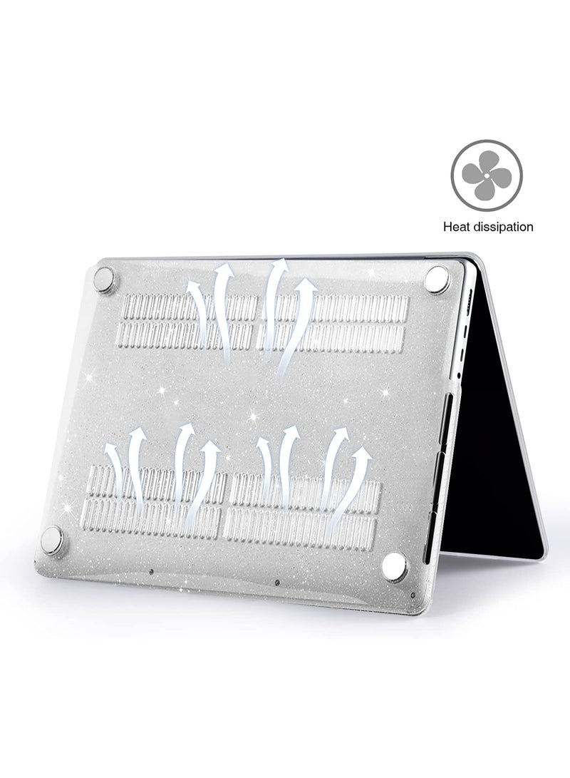 Sparkly Glitter Star Case for MacBook Pro 14 Inch M5 A3434 M4 A3112 A3185 A3401 A2918 A2992 M3 A2779 M2 A2442 M1 Pro Max, Black Hard Shell Case for MacBook Pro 14 2025-2021 Release,Clear - Image 2